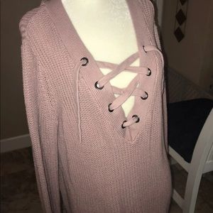 Purple strap up sweater size medium